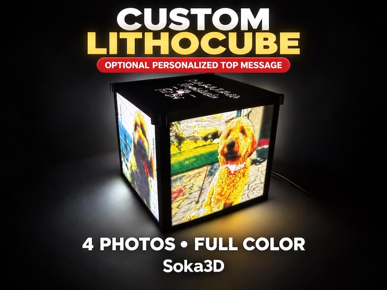 Personalized illuminated LithoCube photo keepsake