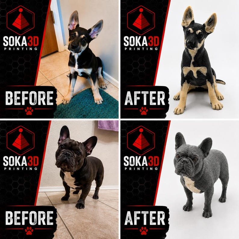 Custom 3D Printed Pet Figurine, Personalized Dog Statue, Memorial Keepsake Gift