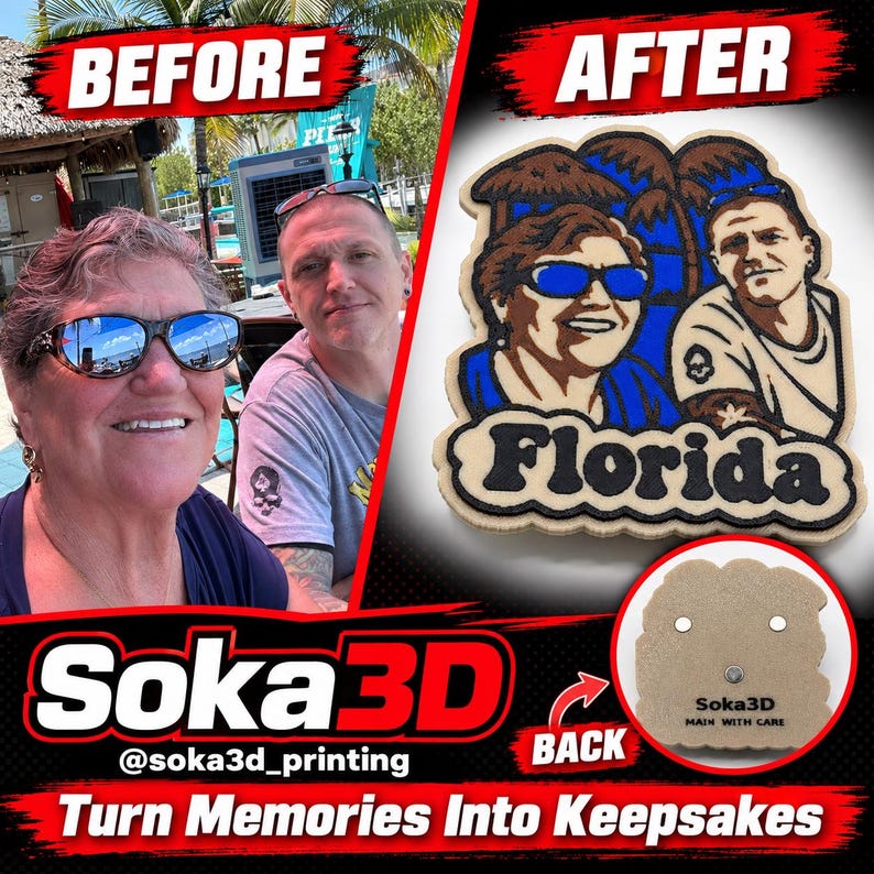 Custom Photo Refrigerator Magnet, Personalized 3D Printed Keepsake, Pet or Family Portrait, Memorial Gift