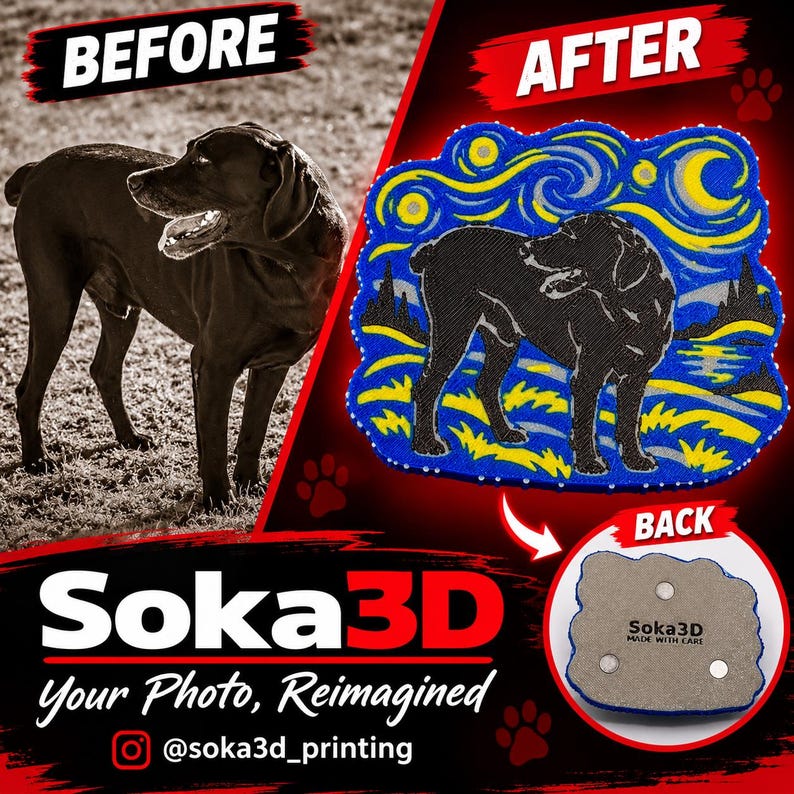 Custom Photo Refrigerator Magnet, Personalized 3D Printed Keepsake, Pet or Family Portrait, Memorial Gift