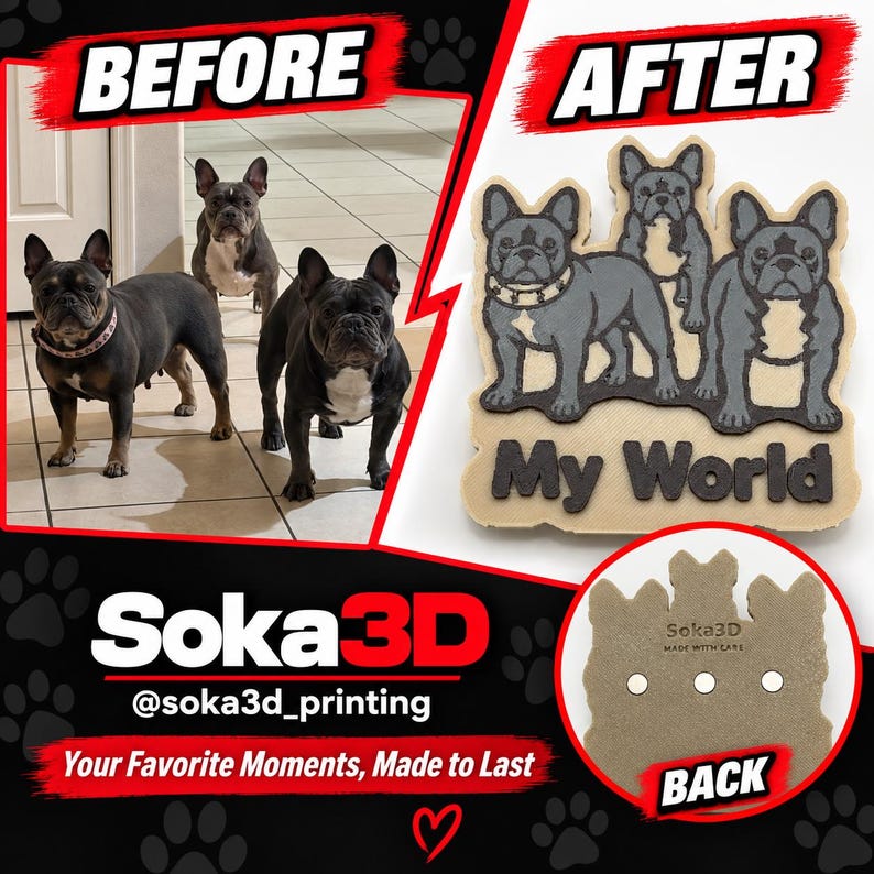 Custom Photo Refrigerator Magnet, Personalized 3D Printed Keepsake, Pet or Family Portrait, Memorial Gift
