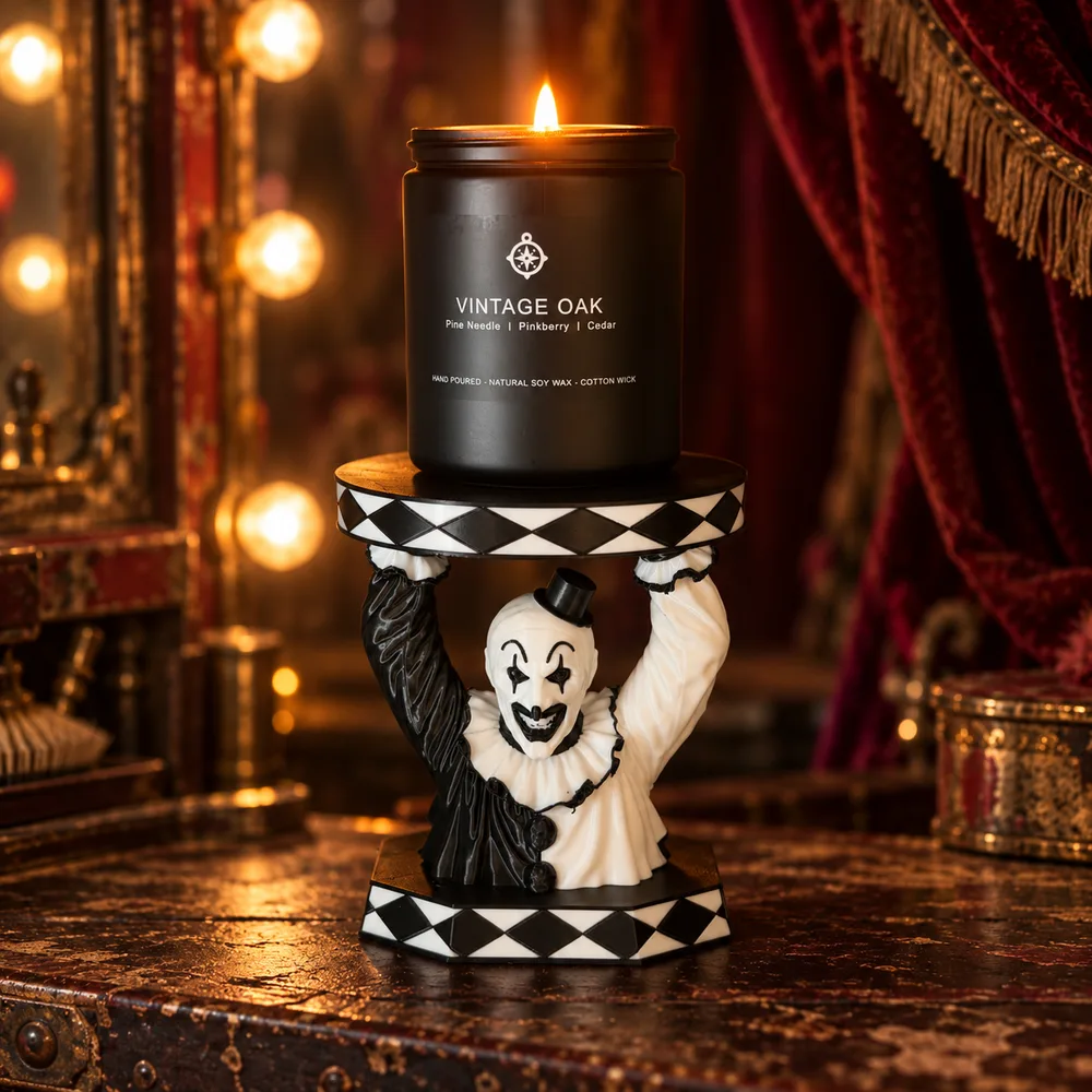 Horror Clown-Inspired 3D Printed Candle Holder for 3-Wick Jar Candles