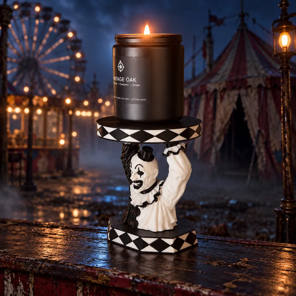 Horror Clown-Inspired 3D Printed Candle Holder for 3-Wick Jar Candles