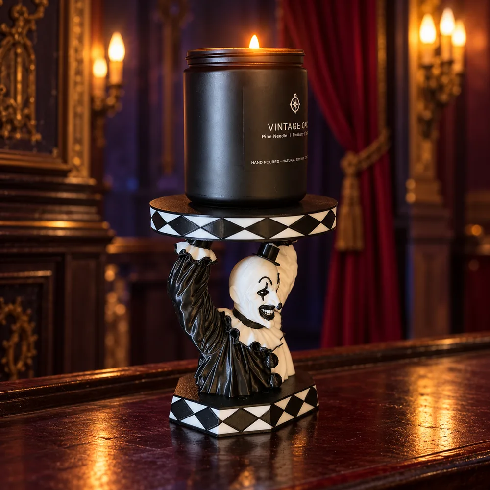 Horror Clown-Inspired 3D Printed Candle Holder for 3-Wick Jar Candles