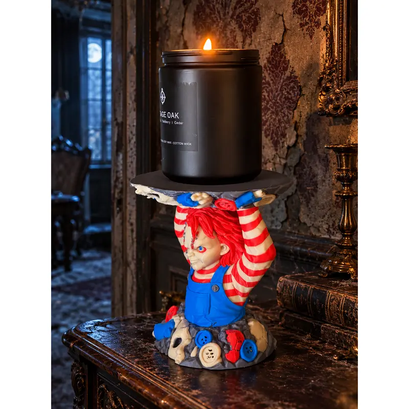 Horror Doll-Inspired 3D Printed Candle Holder for 3-Wick Jar Candles