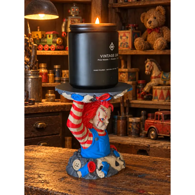 Horror Doll-Inspired 3D Printed Candle Holder for 3-Wick Jar Candles