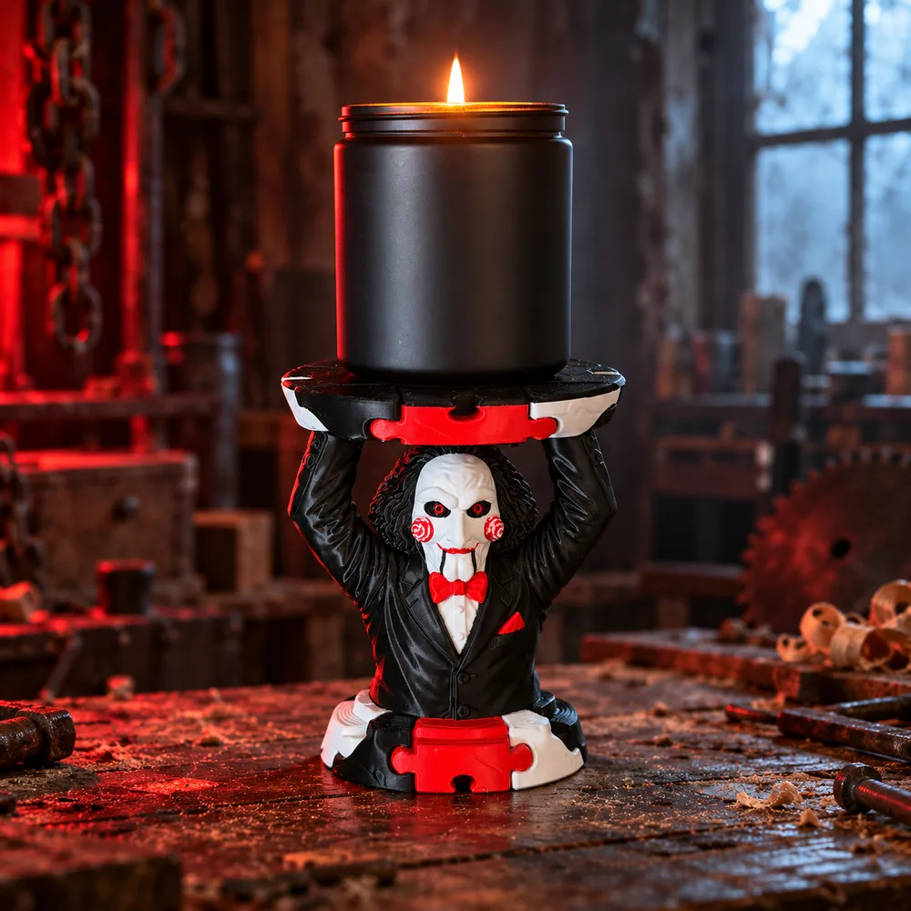 Horror Puppet-Inspired 3D Printed Candle Holder for 3-Wick Jar Candles
