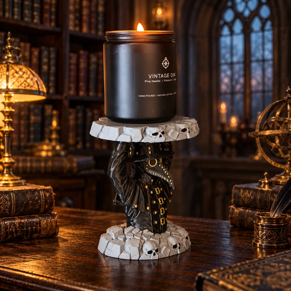 Plague Doctor 3D Printed Candle Holder for 3-Wick Jar Candles
