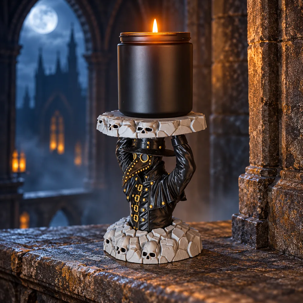Plague Doctor 3D Printed Candle Holder for 3-Wick Jar Candles