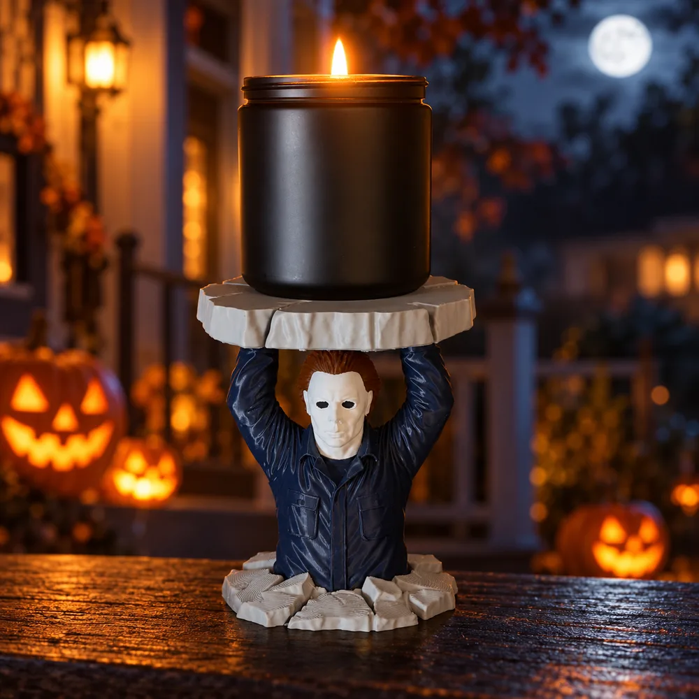 White Mask-Inspired 3D Printed Candle Holder for 3-Wick Jar Candles