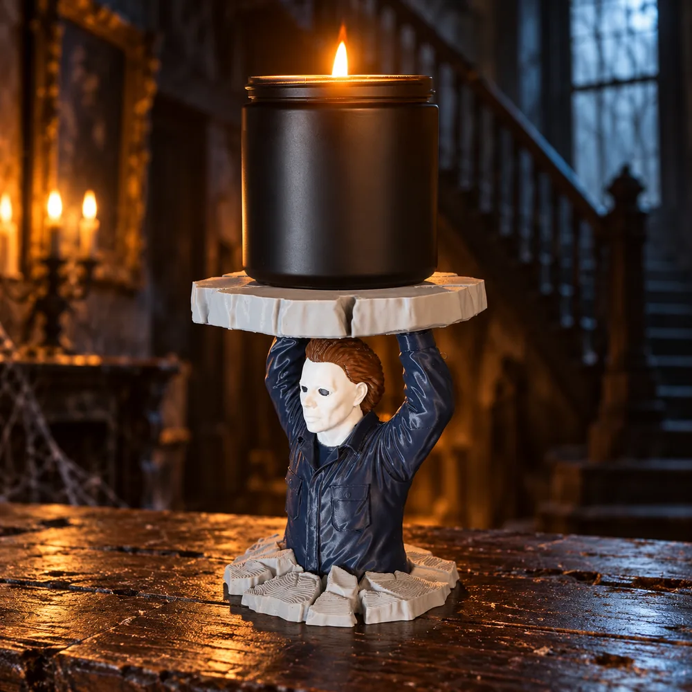 White Mask-Inspired 3D Printed Candle Holder for 3-Wick Jar Candles